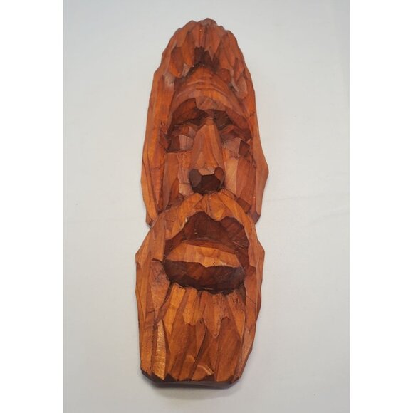 Vintage Wooden Carved Man Face Sculpture Folk Art Wall Hanging Decor - Picture 1 of 4